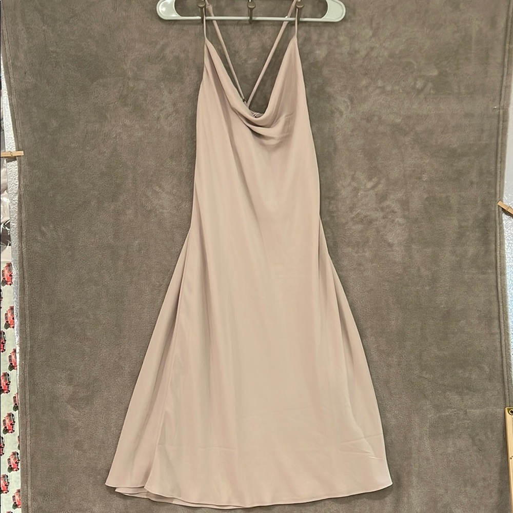 Show Me Your MuMu Tan/Cream Strappy Backless Sundress Knee Length Women's sz M